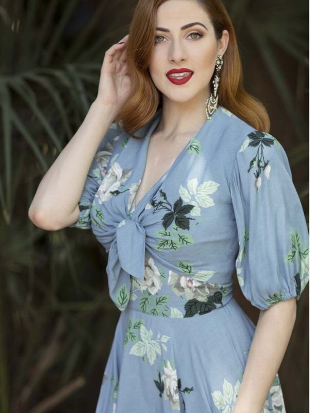 Trashy Diva French Blue Roses Anais cropped tie top